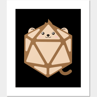 Polyhedral 20 Sided Dice Monkey - Tabletop RPG and Animal Lovers Mashup Posters and Art